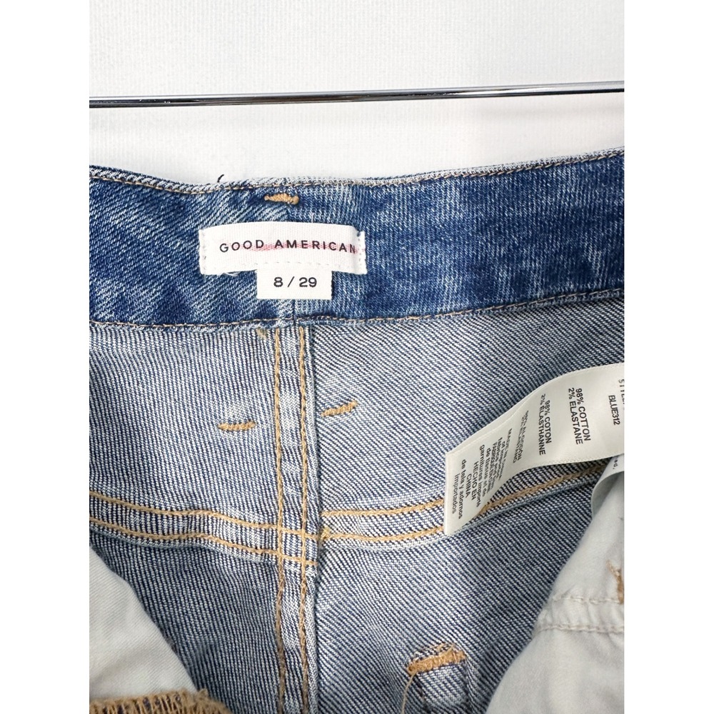Good American Good Curve Straight Distressed Leg Jeans Women's Size 8/29 - Picture 6 of 15